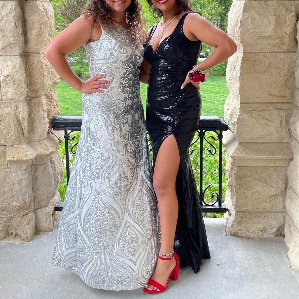 Windsor Black and Silver Sequin Prom Dresses